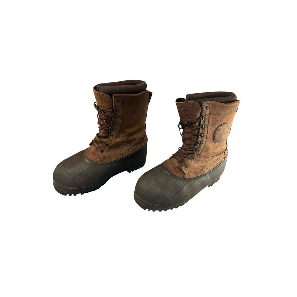 LACROSSE Men's 11 Brown Insulated Pac Hunting Boots USA Leather Rubber Winter